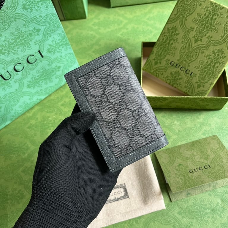 Gucci Ophidia GG Card Case Wallet Grey Black - 9