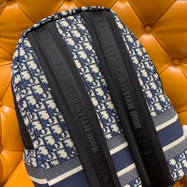 Dior Oblique Embroidered Backpack Blue - 6