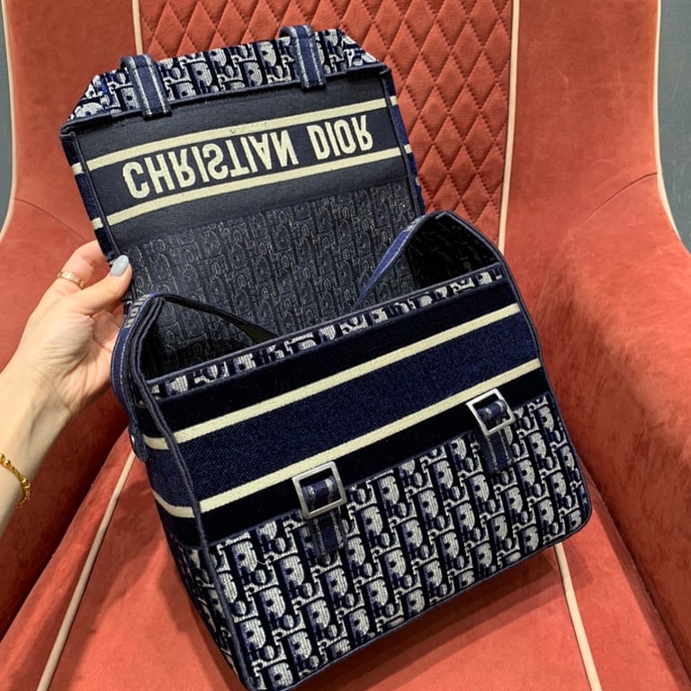 Dior Camp Messenger Bag Blue Velvet Oblique - 3