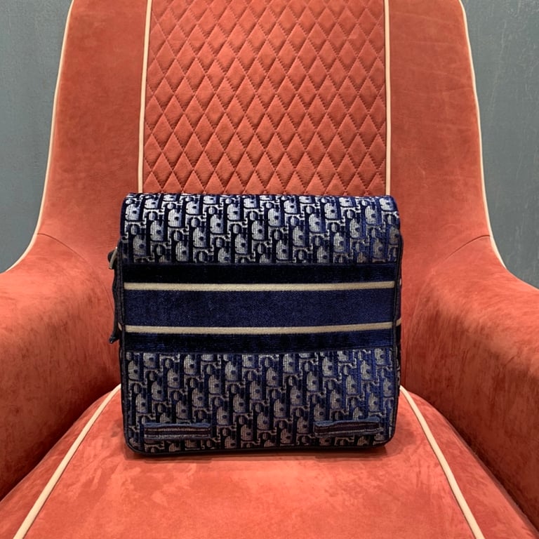 Dior Camp Messenger Bag Blue Velvet Oblique - 4