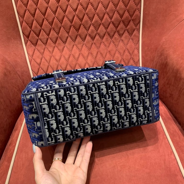 Dior Camp Messenger Bag Blue Velvet Oblique - 6