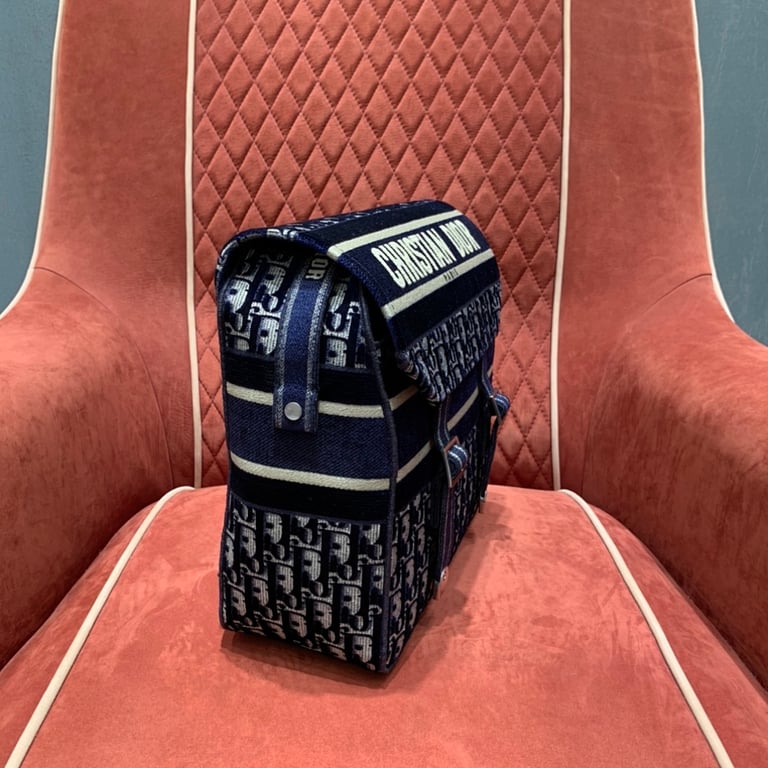 Dior Camp Messenger Bag Blue Velvet Oblique - 8
