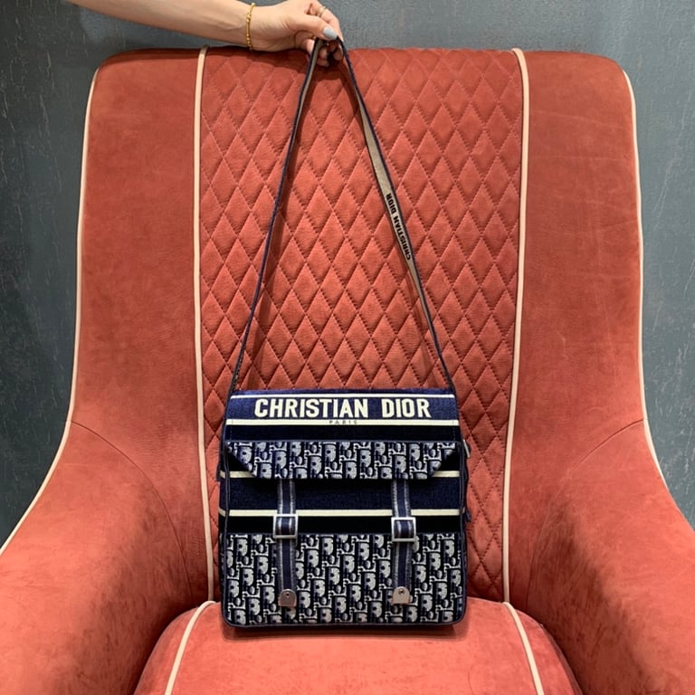 Dior Camp Messenger Bag Blue Velvet Oblique - 9