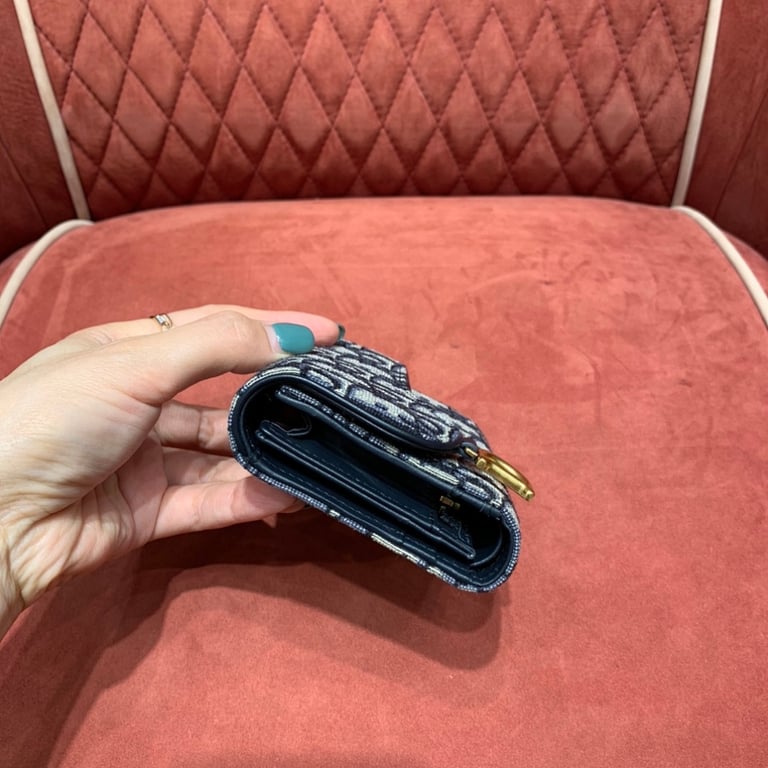 Dior Saddle Tri-fold Wallet Oblique Blue - 7