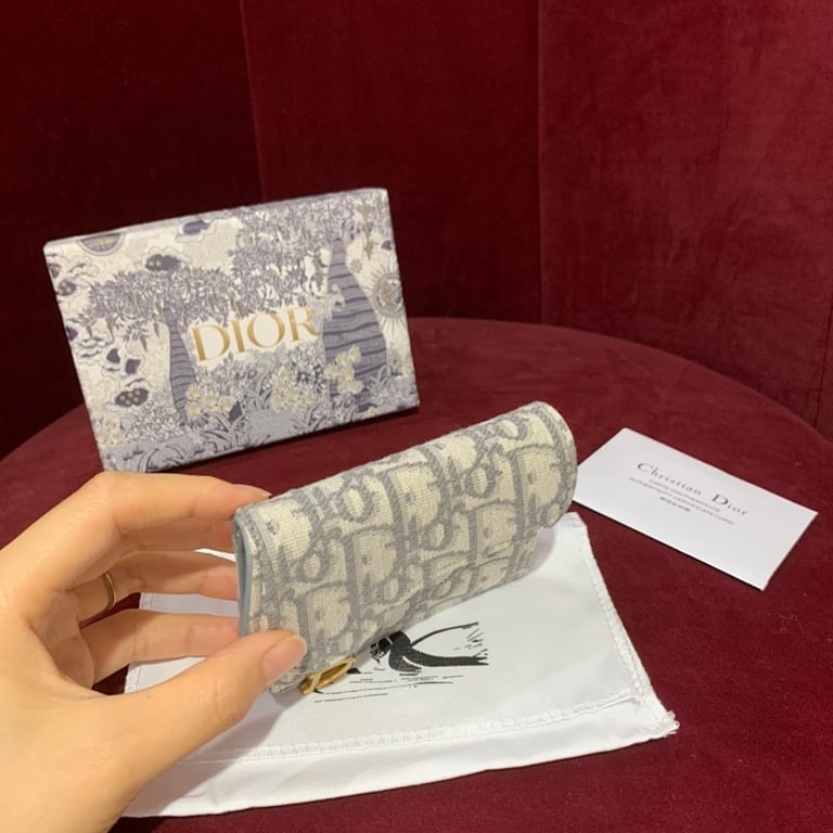 Dior Saddle Flap Card Holder Oblique Grey - 4