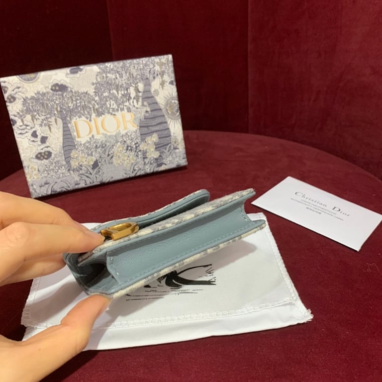Dior Saddle Flap Card Holder Oblique Grey - 6