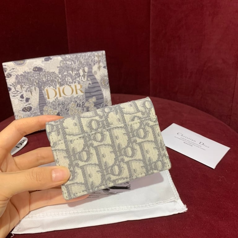Dior Saddle Flap Card Holder Oblique Grey - 7