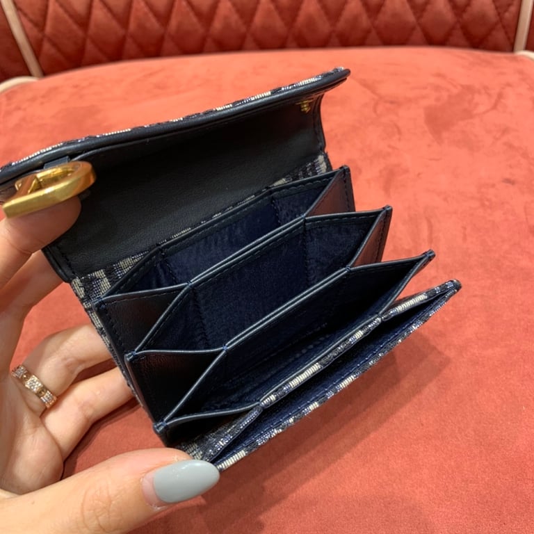Dior Saddle Flap Card Holder Oblique Blue - 4