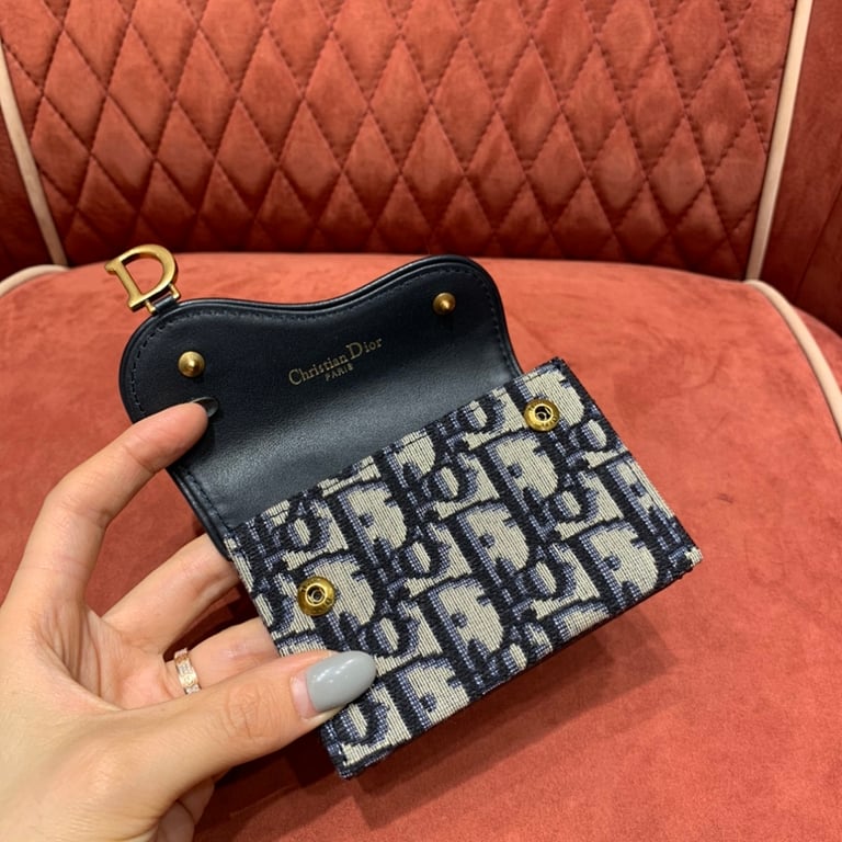 Dior Saddle Flap Card Holder Oblique Blue - 5