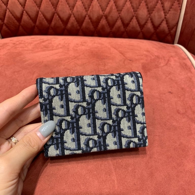 Dior Saddle Flap Card Holder Oblique Blue - 8