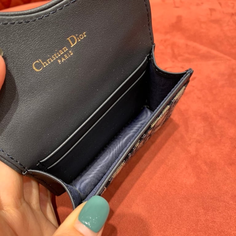 Dior Saddle Flap Card Holder Oblique Blue - 2