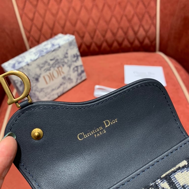 Dior Saddle Flap Card Holder Oblique Blue - 5