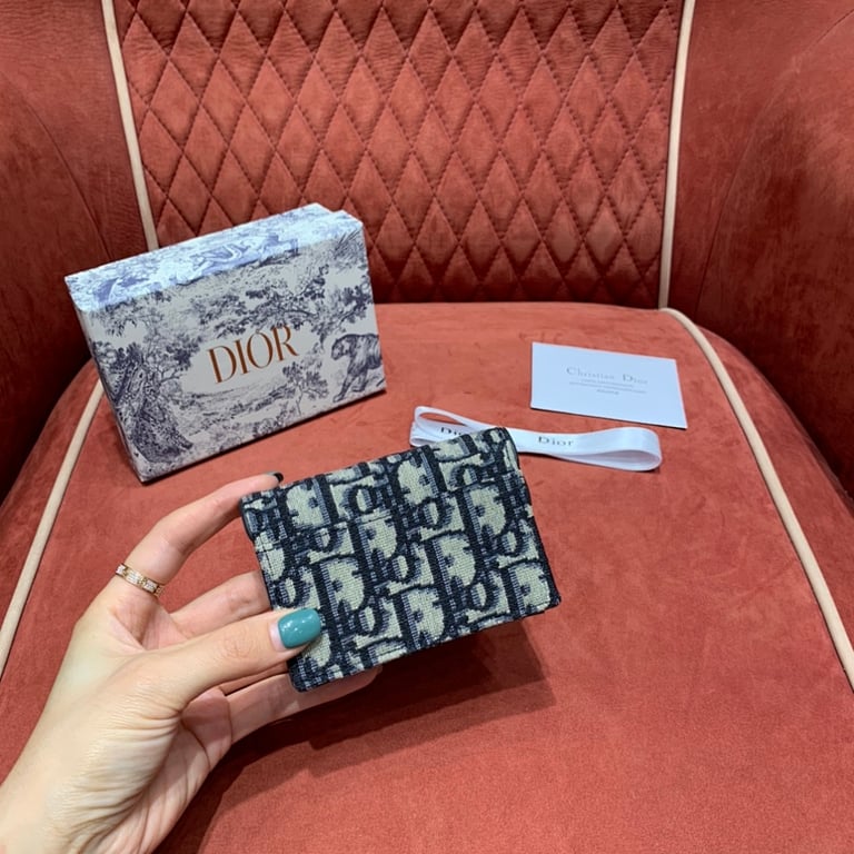 Dior Saddle Flap Card Holder Oblique Blue - 7
