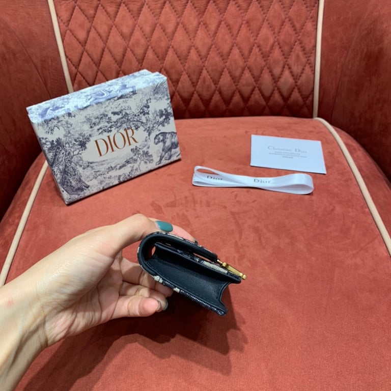 Dior Saddle Flap Card Holder Oblique Blue - 8