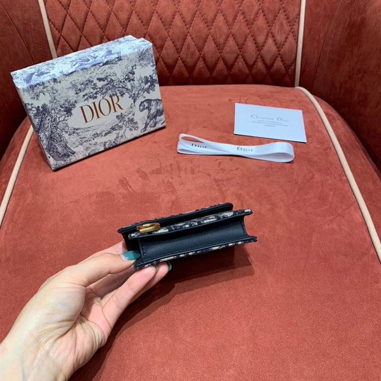Dior Saddle Flap Card Holder Oblique Blue - 9