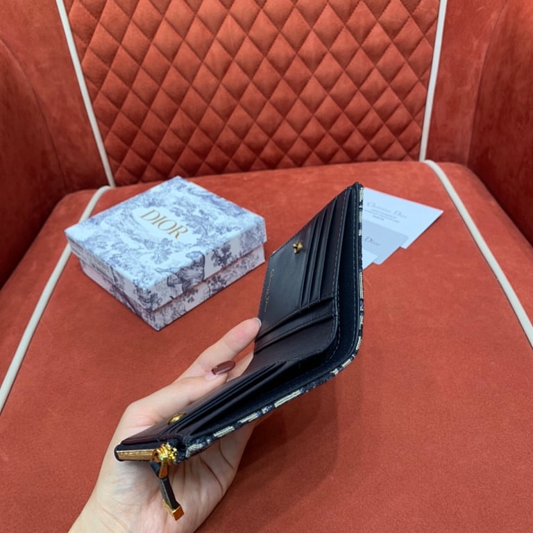 Dior Caro Dahlia Wallet Oblique Blue - 2