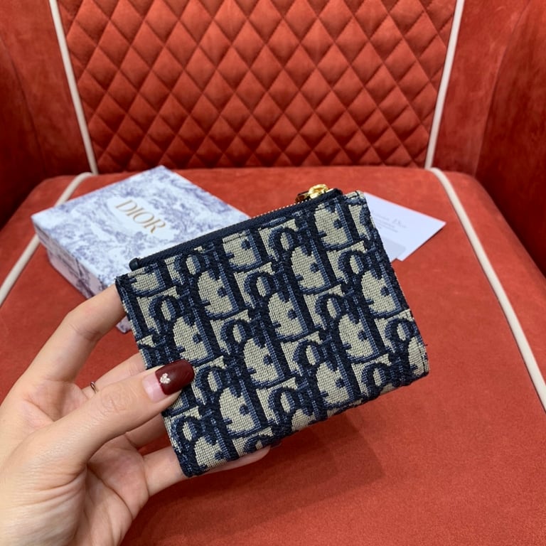 Dior Caro Dahlia Wallet Oblique Blue - 4