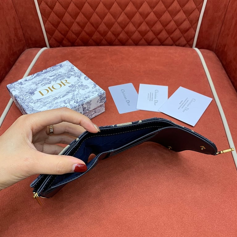 Dior Saddle Lotus Wallet Oblique Blue - 2