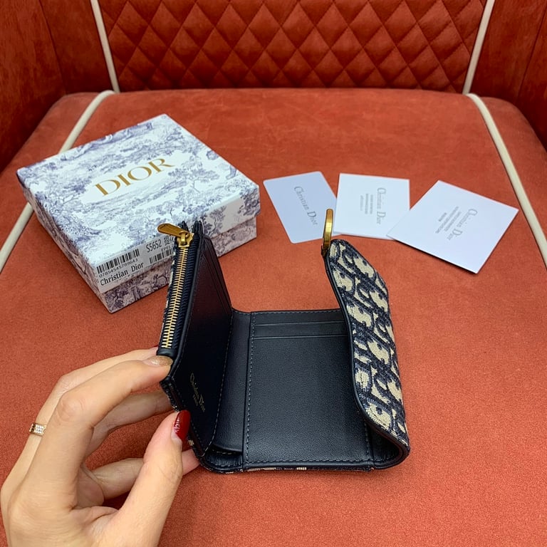 Dior Saddle Lotus Wallet Oblique Blue - 4