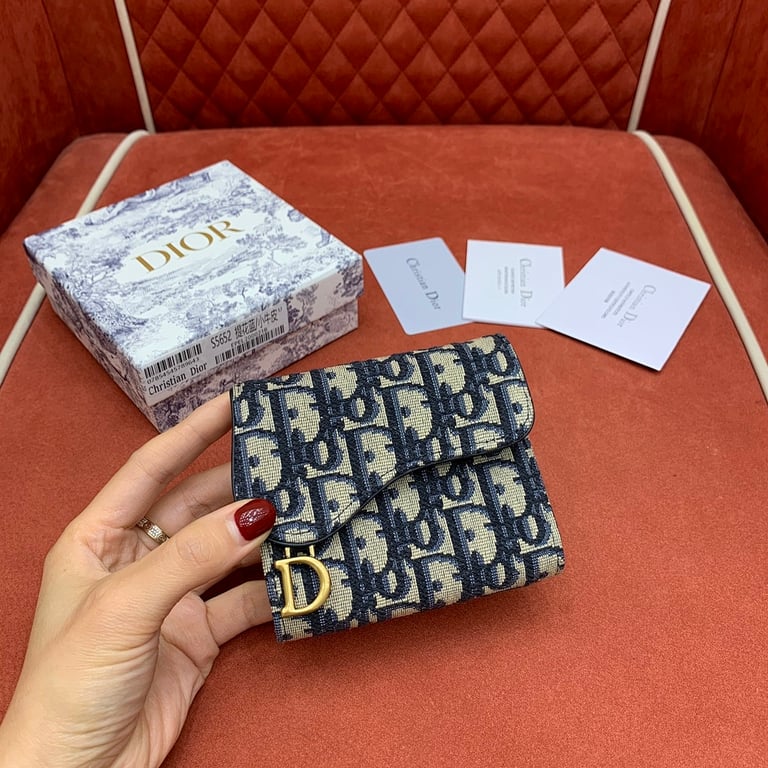 Dior Saddle Lotus Wallet Oblique Blue - 9