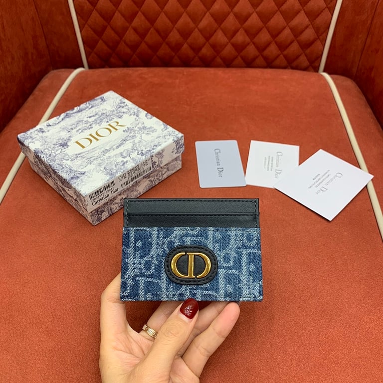 Dior 30 Montaigne Card Holder Blue Denim Oblique - 5