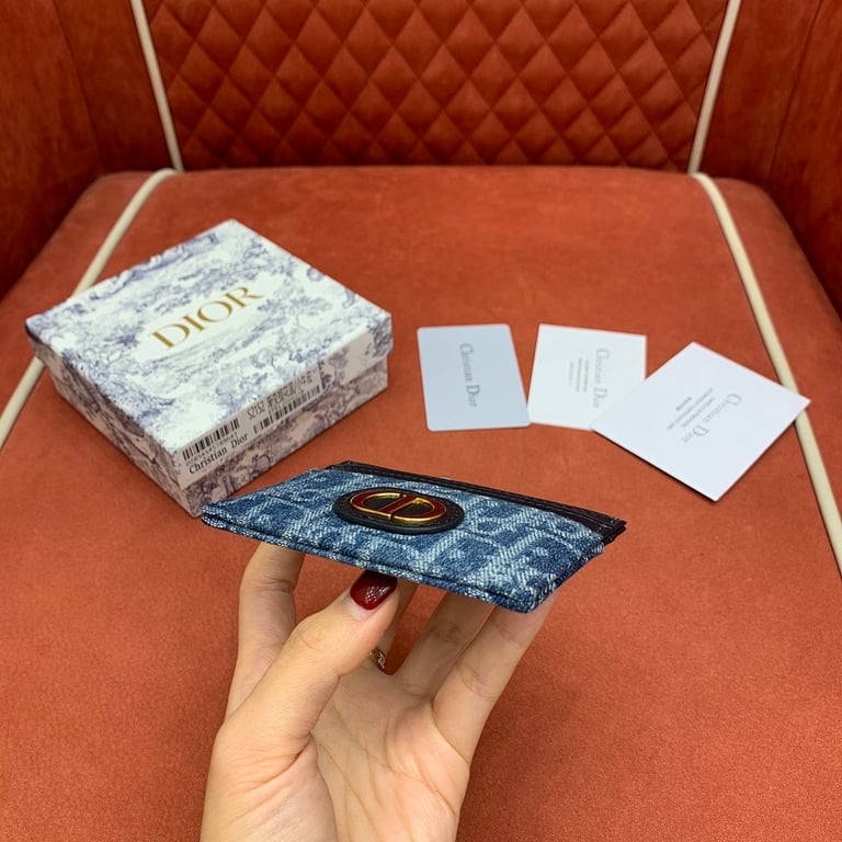 Dior 30 Montaigne Card Holder Blue Denim Oblique - 7
