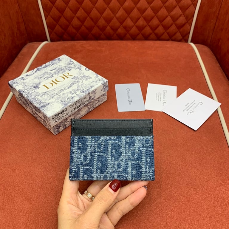 Dior 30 Montaigne Card Holder Blue Denim Oblique - 8