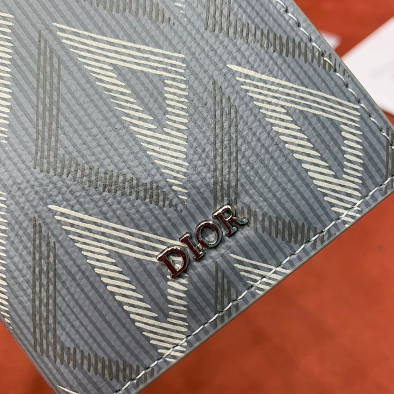Dior CD Diamond Bifold Card Holder Grey - 2