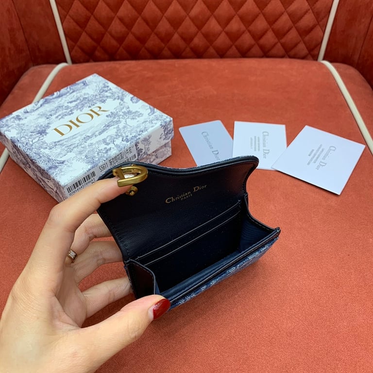 Dior Saddle Card Holder Blue Denim Oblique - 2