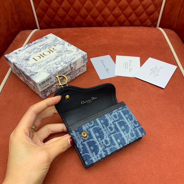 Dior Saddle Card Holder Blue Denim Oblique - 3