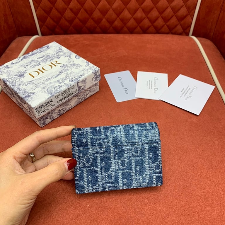 Dior Saddle Card Holder Blue Denim Oblique - 5