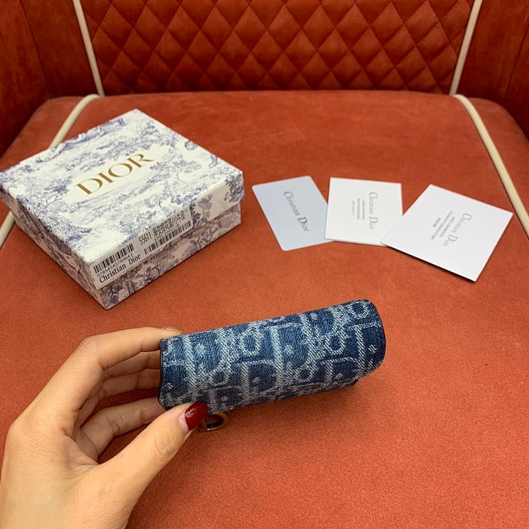 Dior Saddle Card Holder Blue Denim Oblique - 6