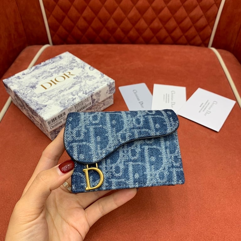 Dior Saddle Card Holder Blue Denim Oblique - 7