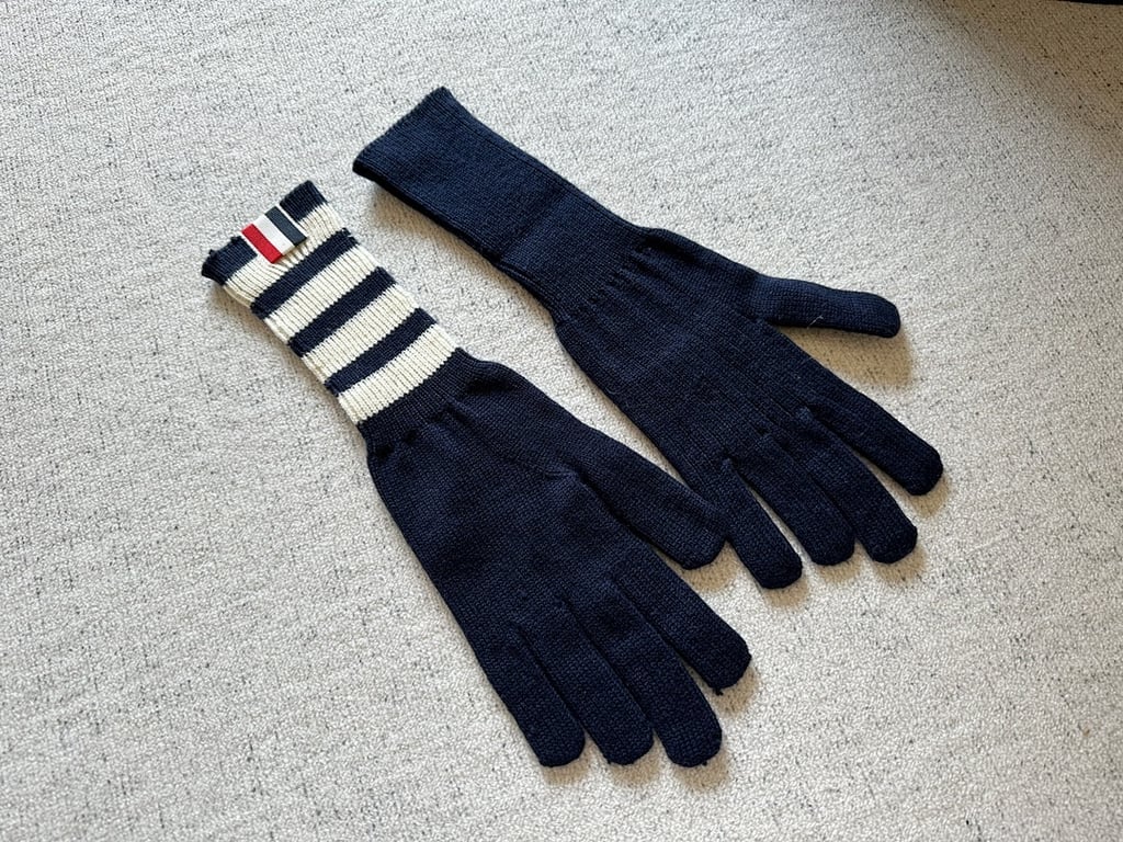 Thom Browne 4-Bar Stripe Wool Gloves - 7
