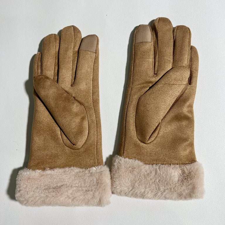 UGG Suede Gloves with Fur Trim - 2