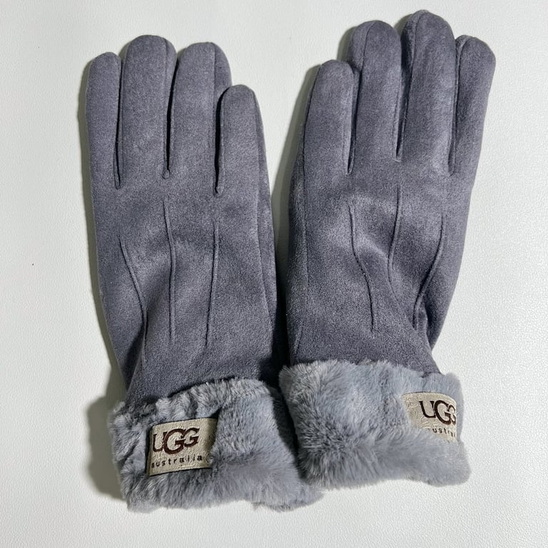 UGG Suede Gloves with Fur Trim - 4