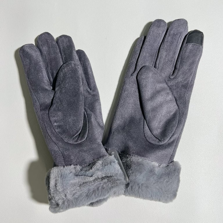 UGG Suede Gloves with Fur Trim - 5