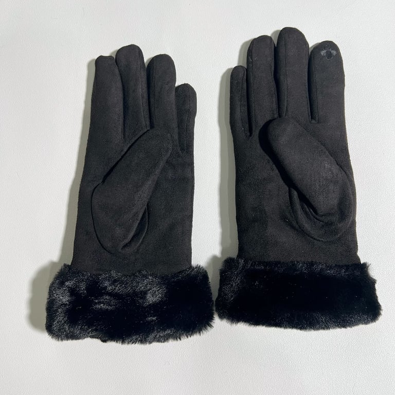 UGG Suede Gloves with Fur Trim - 6