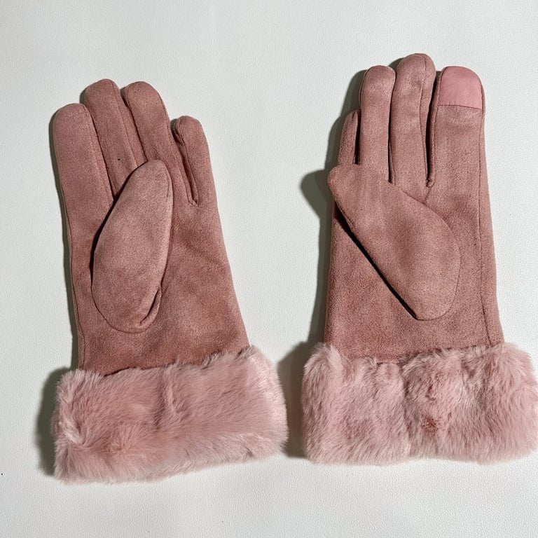 UGG Suede Gloves with Fur Trim - 9