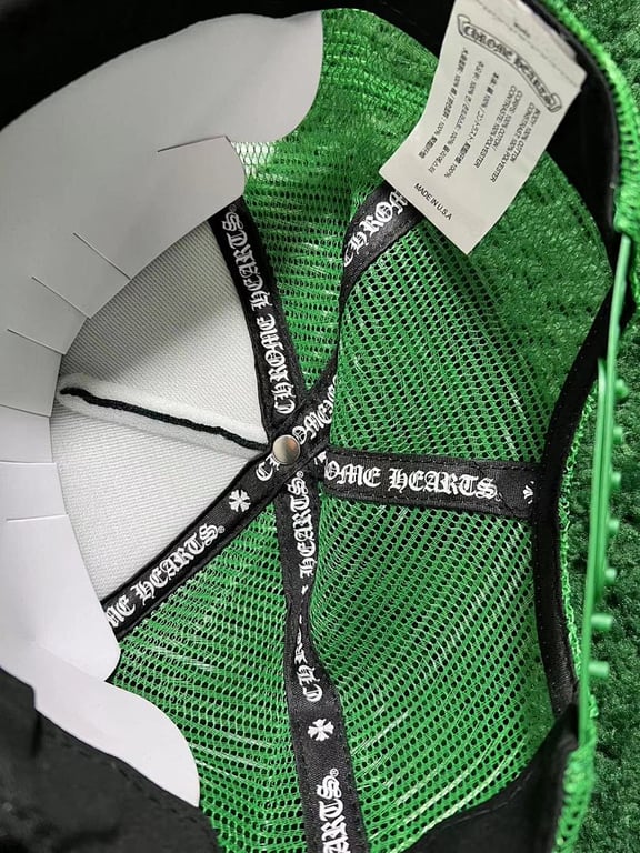 Chrome Hearts CH Hollywood Trucker Hat Black Green - 11
