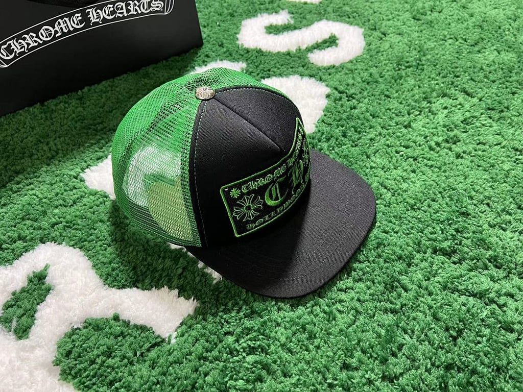 Chrome Hearts CH Hollywood Trucker Hat Black Green - 13