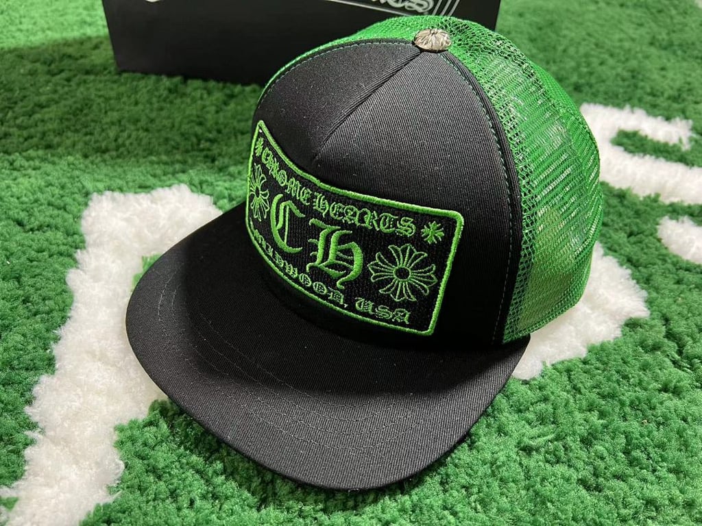 Chrome Hearts CH Hollywood Trucker Hat Black Green - 15