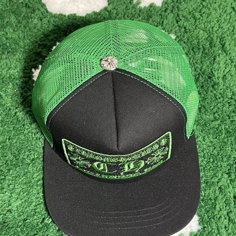 Chrome Hearts CH Hollywood Trucker Hat Black Green - 4