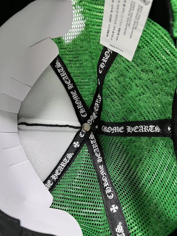 Chrome Hearts CH Hollywood Trucker Hat Black Green - 7