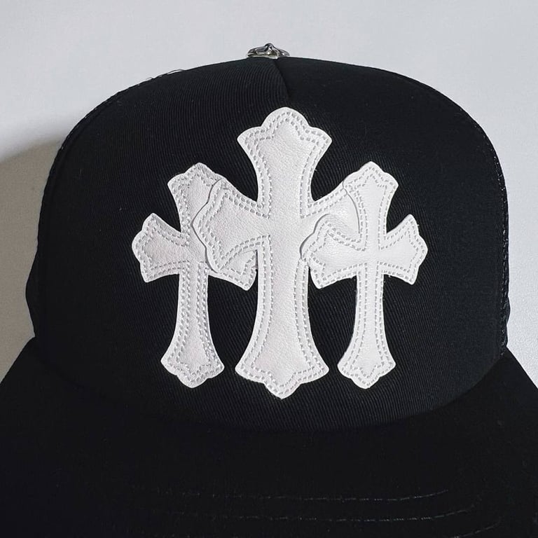 Chrome Hearts Triple Cross Trucker Hat Black - 3