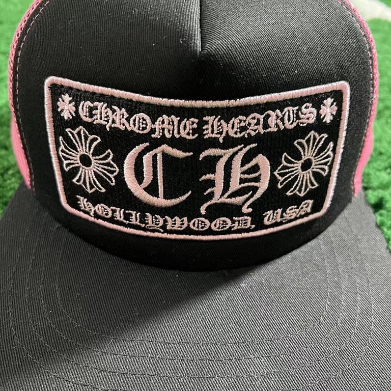 Chrome Hearts Pink Black Trucker Hat - 15