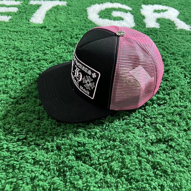 Chrome Hearts Pink Black Trucker Hat - 7