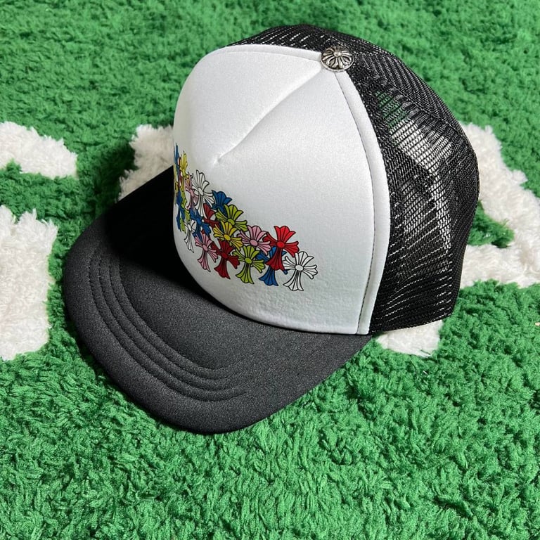 Chrome Hearts Multicolor Cross White Trucker Hat - 13