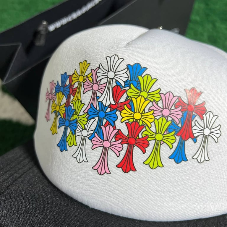 Chrome Hearts Multicolor Cross White Trucker Hat - 14