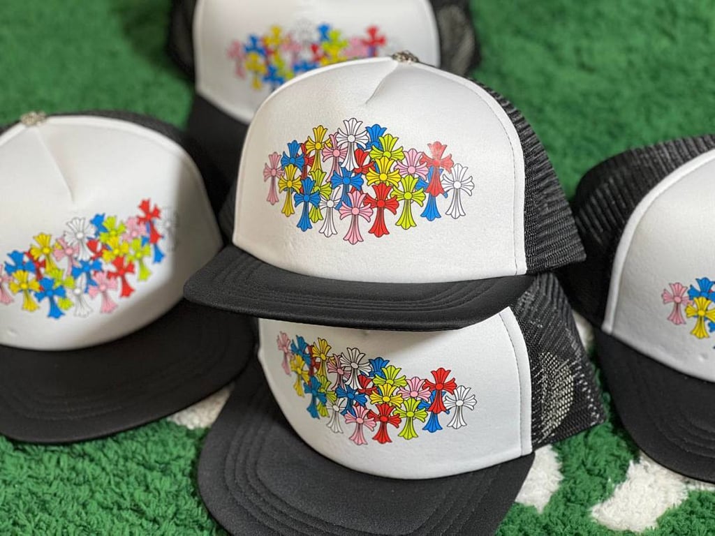Chrome Hearts Multicolor Cross White Trucker Hat - 19
